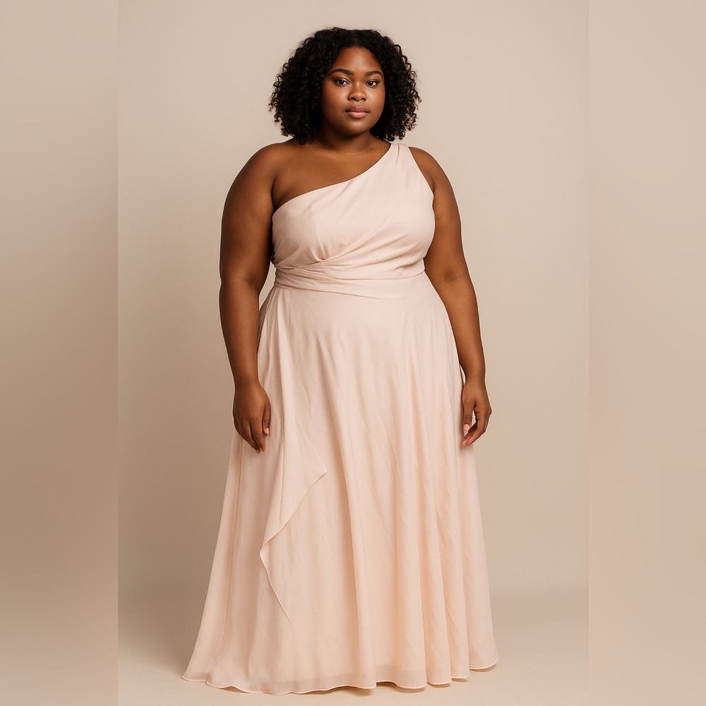 Chic One-Shoulder Pink Gown